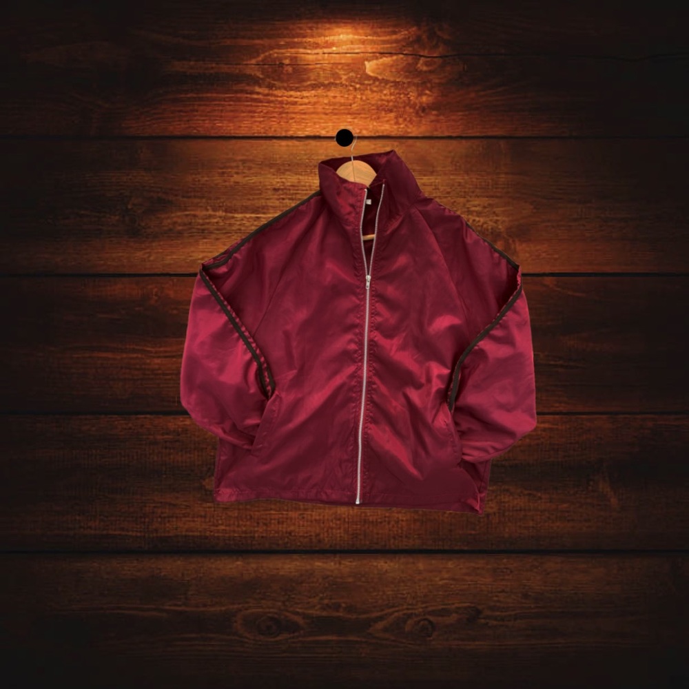 Lightweight waterproof jacket, stand collar, striped sleeves